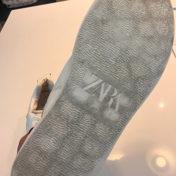 Zara Athletic Leather Lace Up Platform Sneakers Shoes White Size 40 - Picture 11 of 11